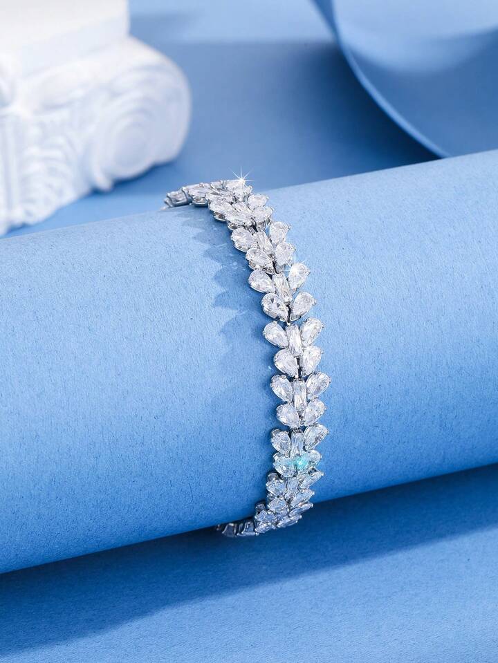 Pulsera plateada hojas