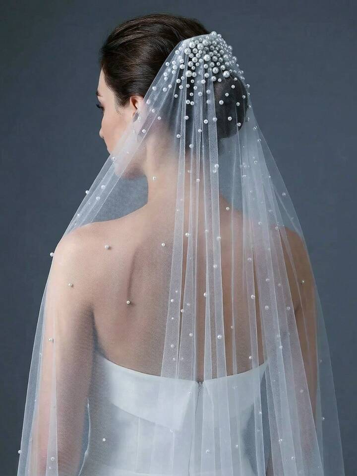 Velo de novia capilla perlas