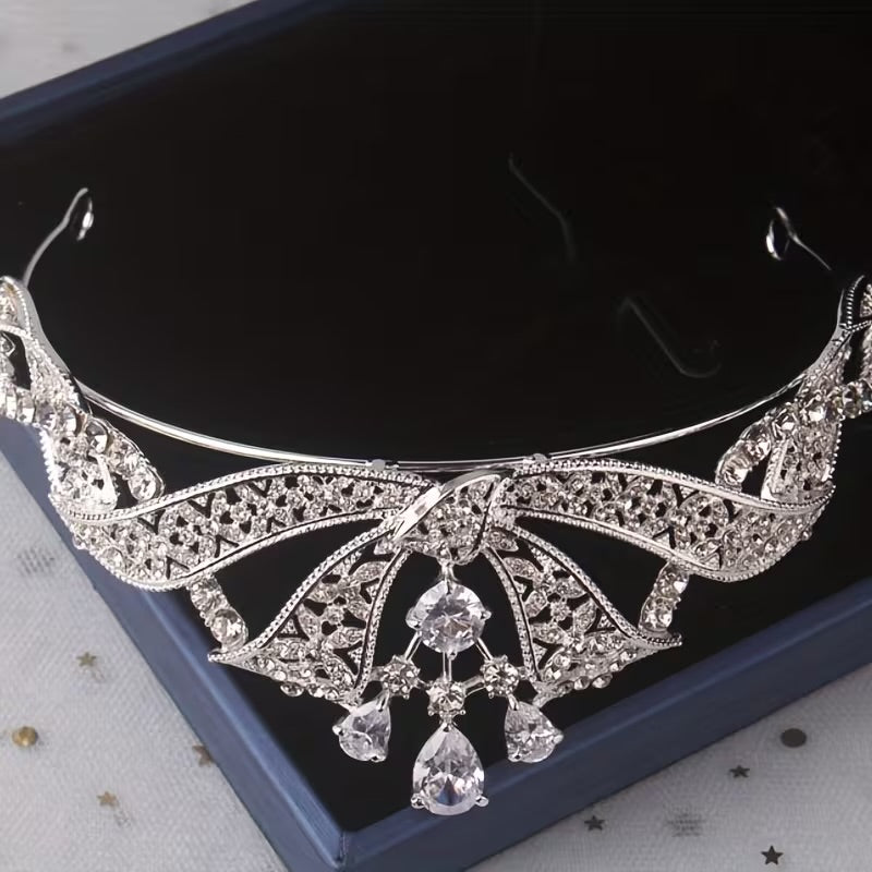 Set corona plateada con gota