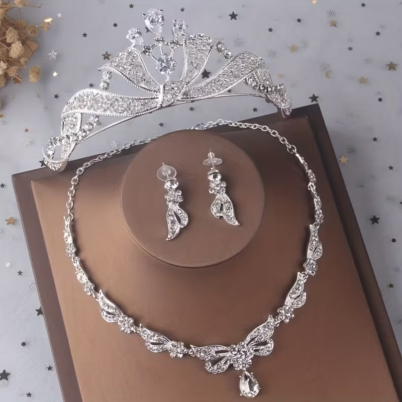 Set corona plateada con gota