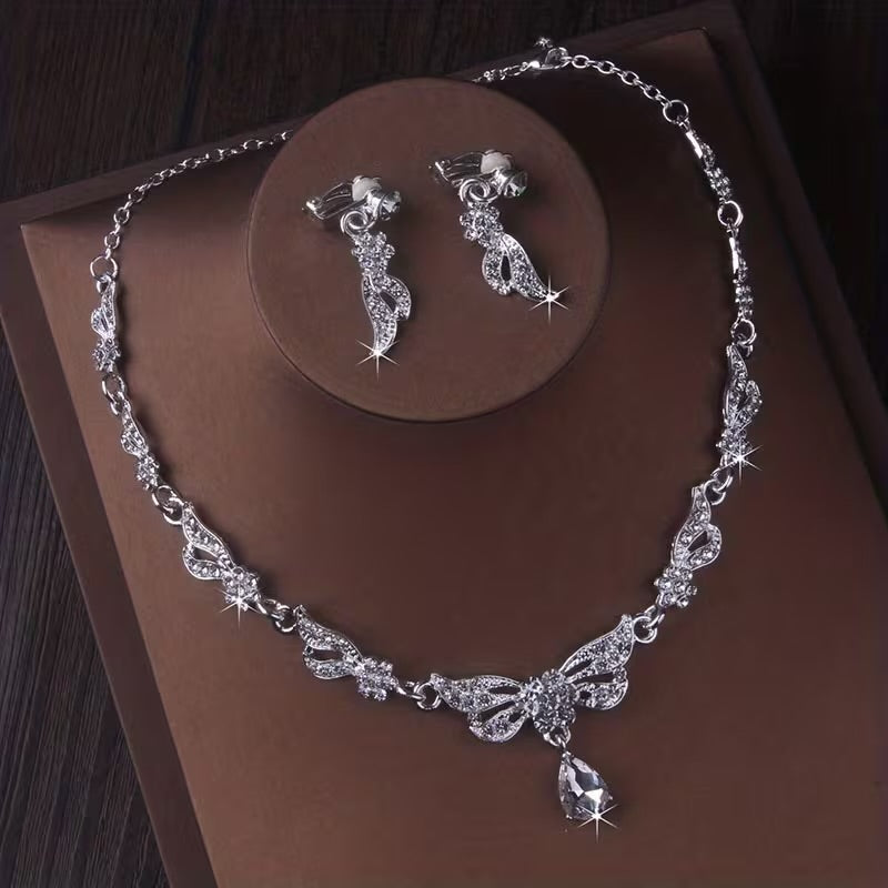 Set corona plateada con gota