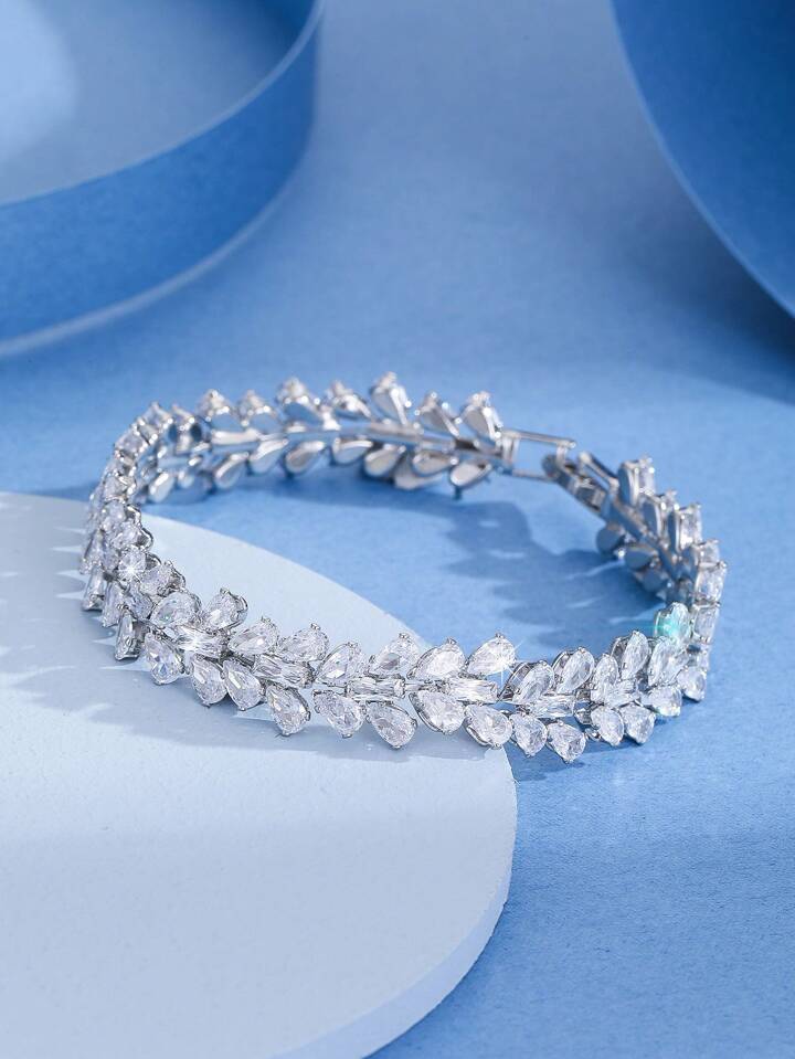 Pulsera plateada hojas