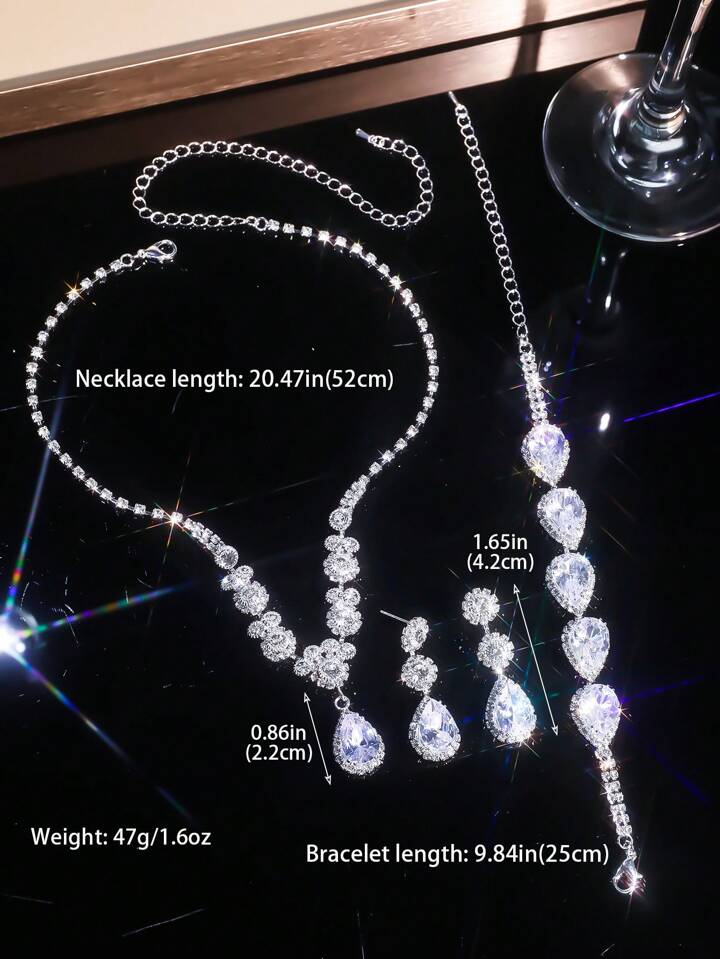Set 3pz diamante gota de agua