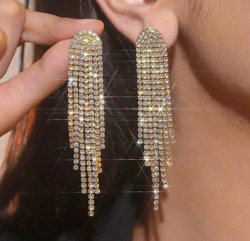 Aretes cascada largos dorados