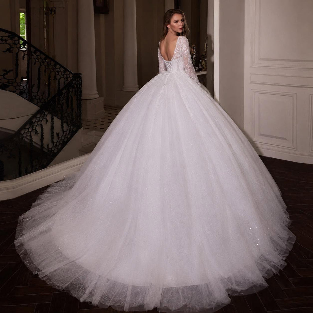 Vestido de Novia princesa manga larga encaje