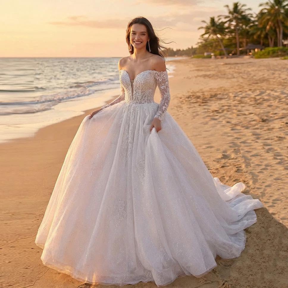 Vestido de Novia Princesa con mangas