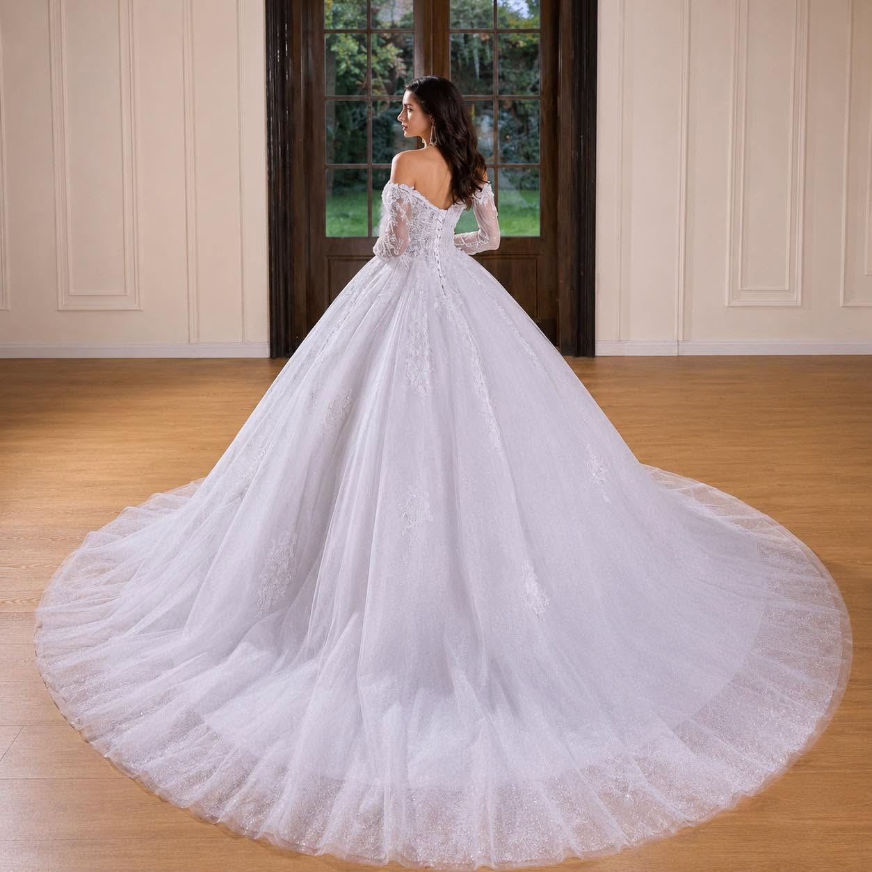 Vestido de Novia Princesa con mangas