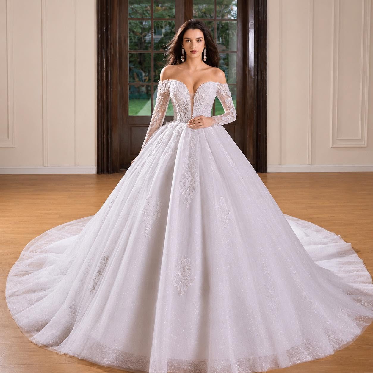 Vestido de Novia Princesa con mangas