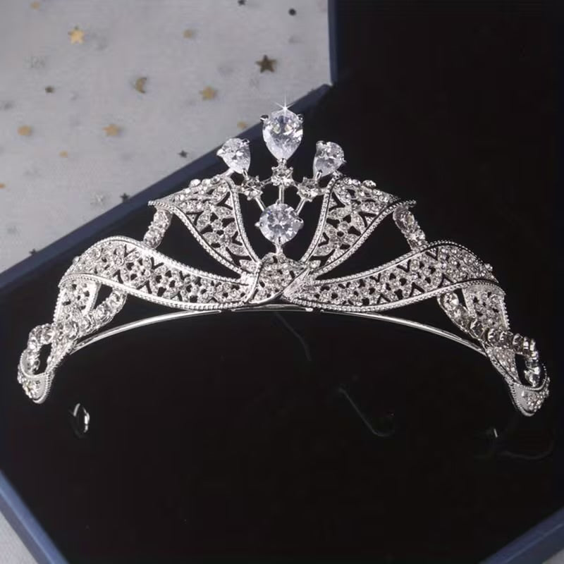 Set corona plateada con gota