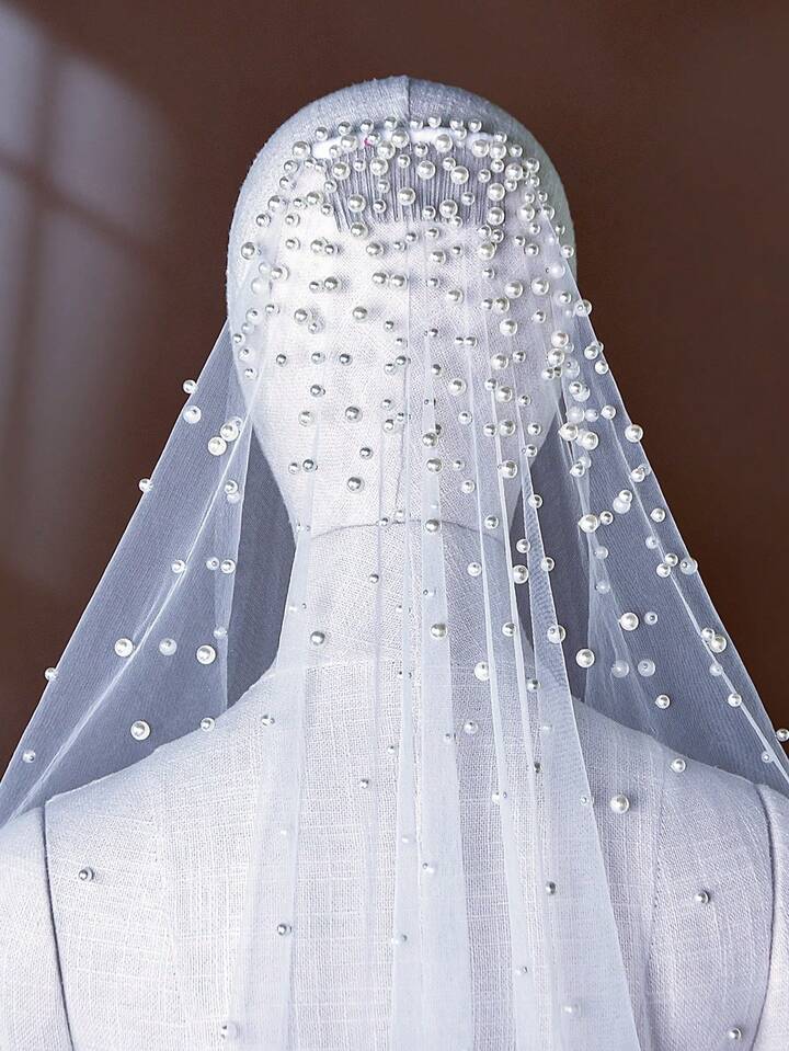 Velo de novia capilla perlas