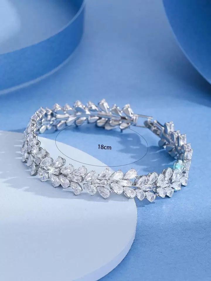 Pulsera plateada hojas