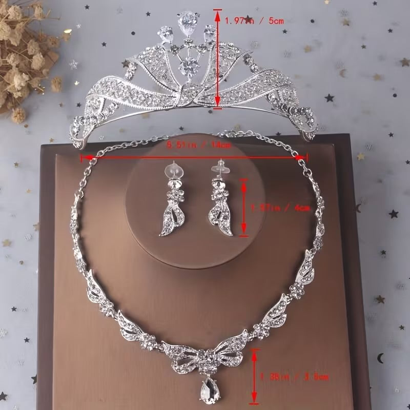 Set corona plateada con gota