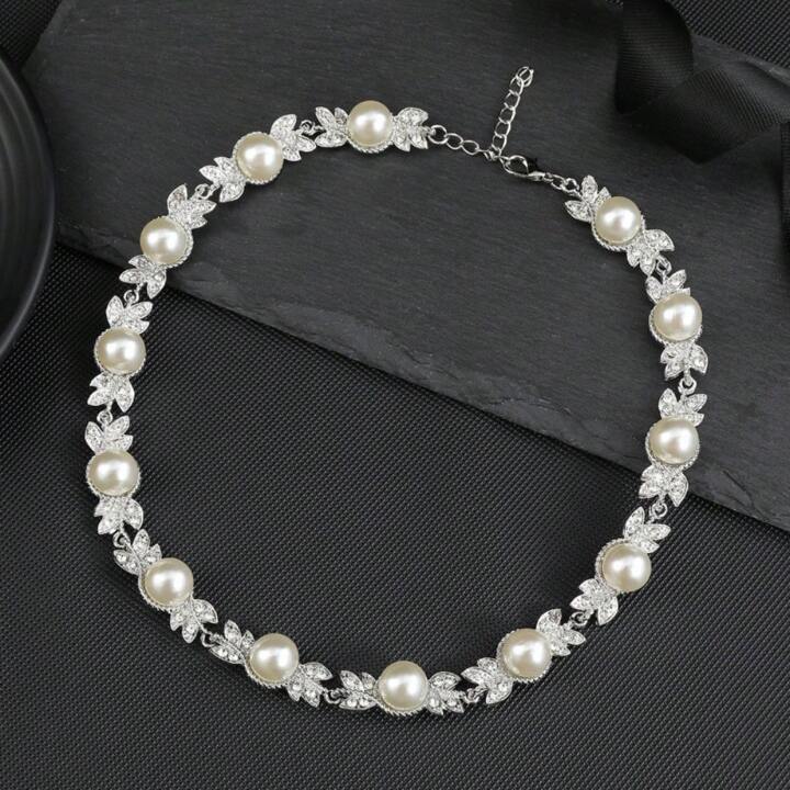 Set de joyeria 3pz perla + hojas