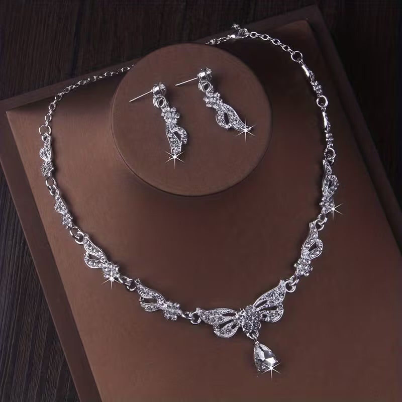 Set corona plateada con gota