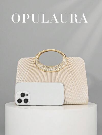 Bolso dorado con brillos