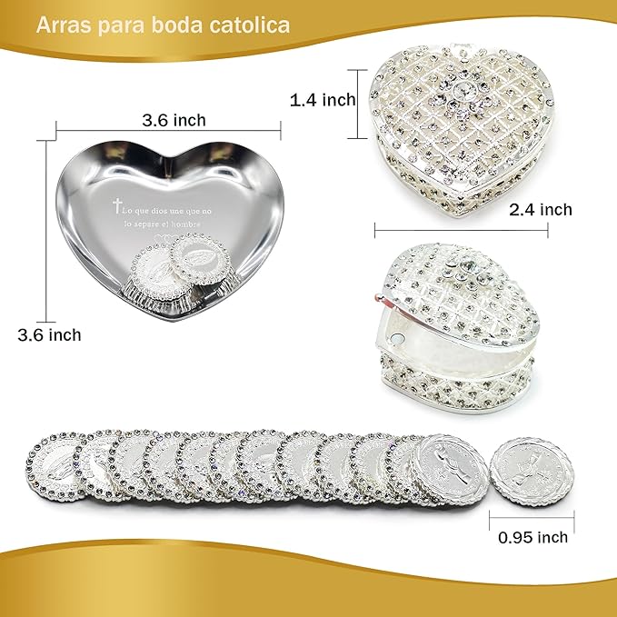 Estuche completo: Arras, Cofre, Bandeja, Lazo Nupcial.