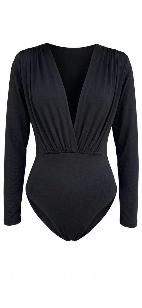 Bodysuit manga larga escote profundo