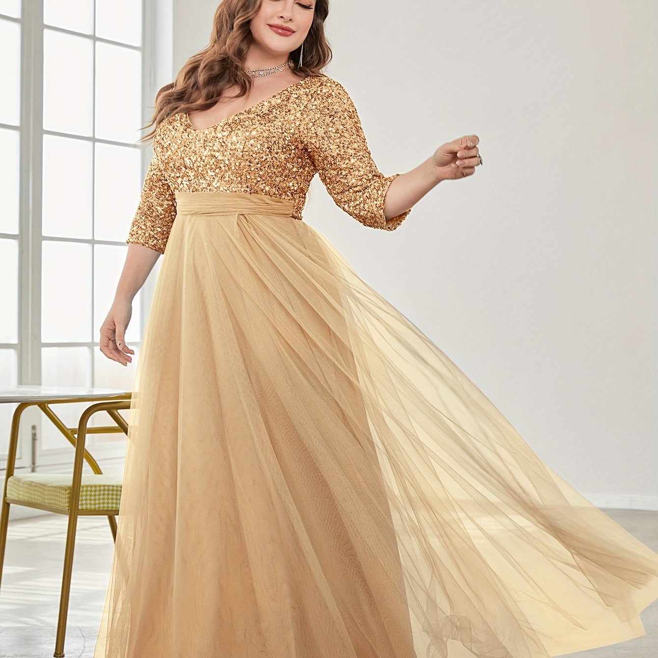 Vestido de gala "Destello Dorado"