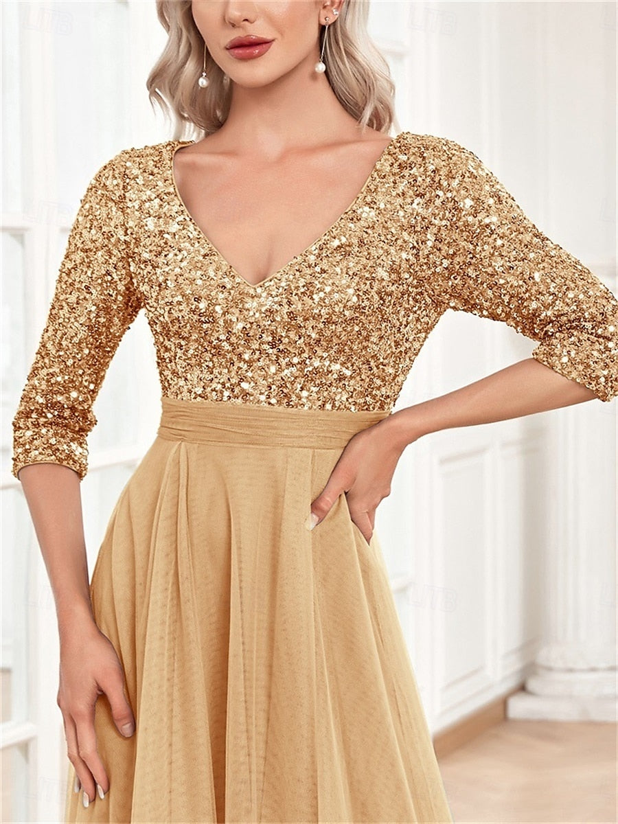 Vestido de gala "Destello Dorado"