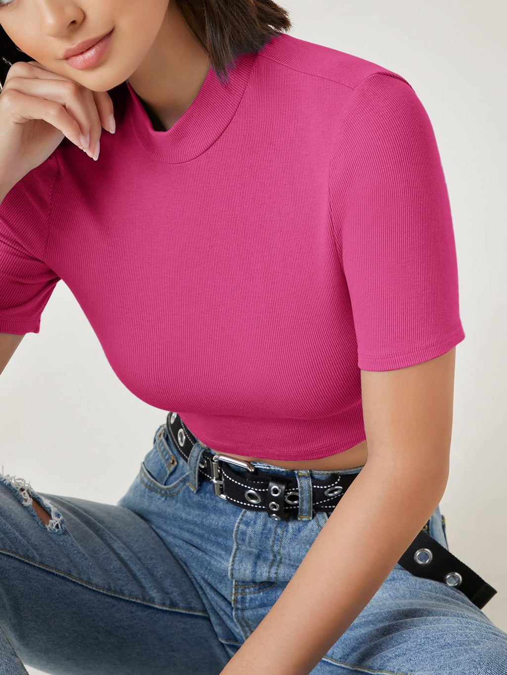 Top crop basico cuello de tortuga