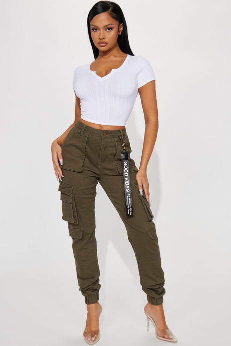 Pantalon good vibes cargo jogger FN verde
