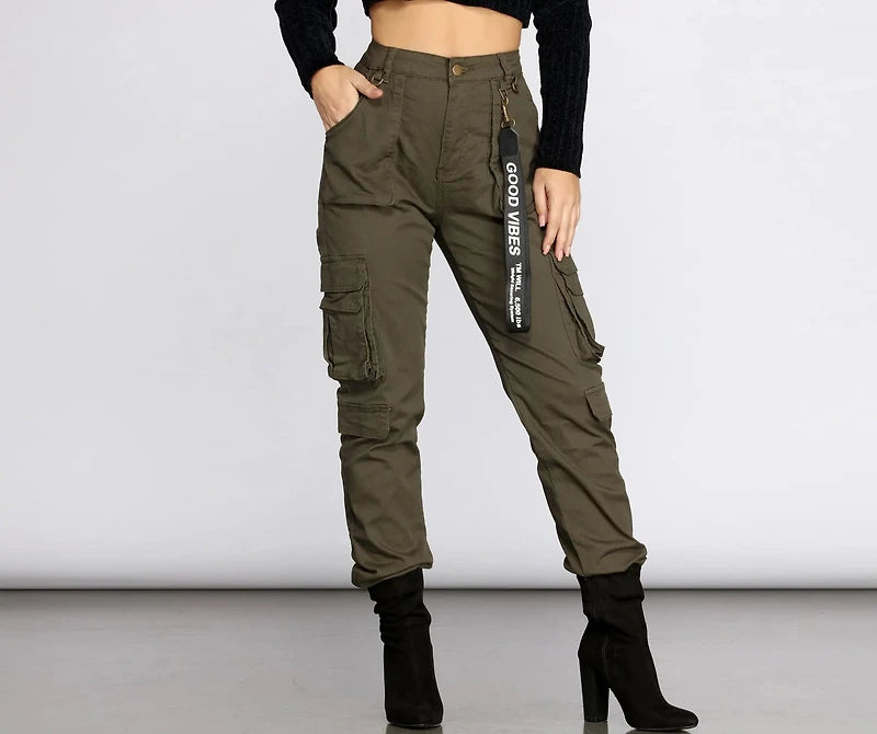 Pantalon good vibes cargo jogger FN verde
