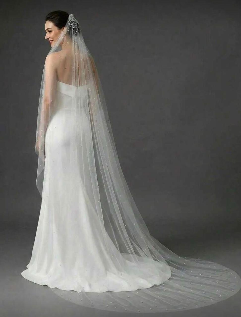 Velo de novia capilla perlas