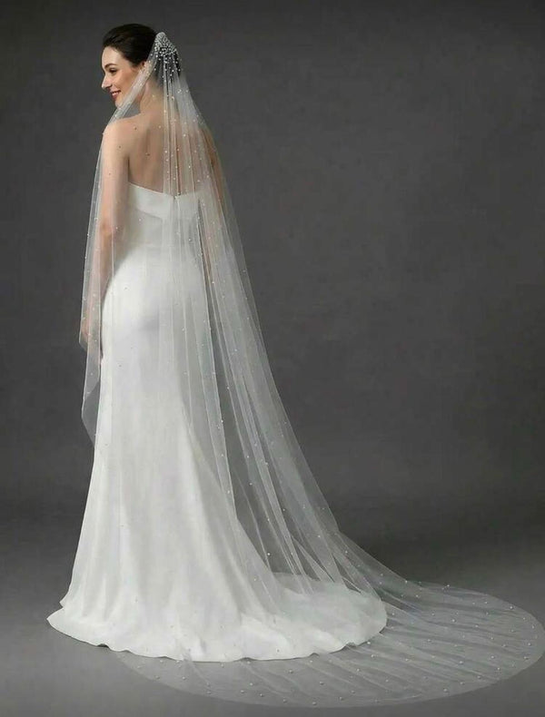 Velo de novia capilla perlas