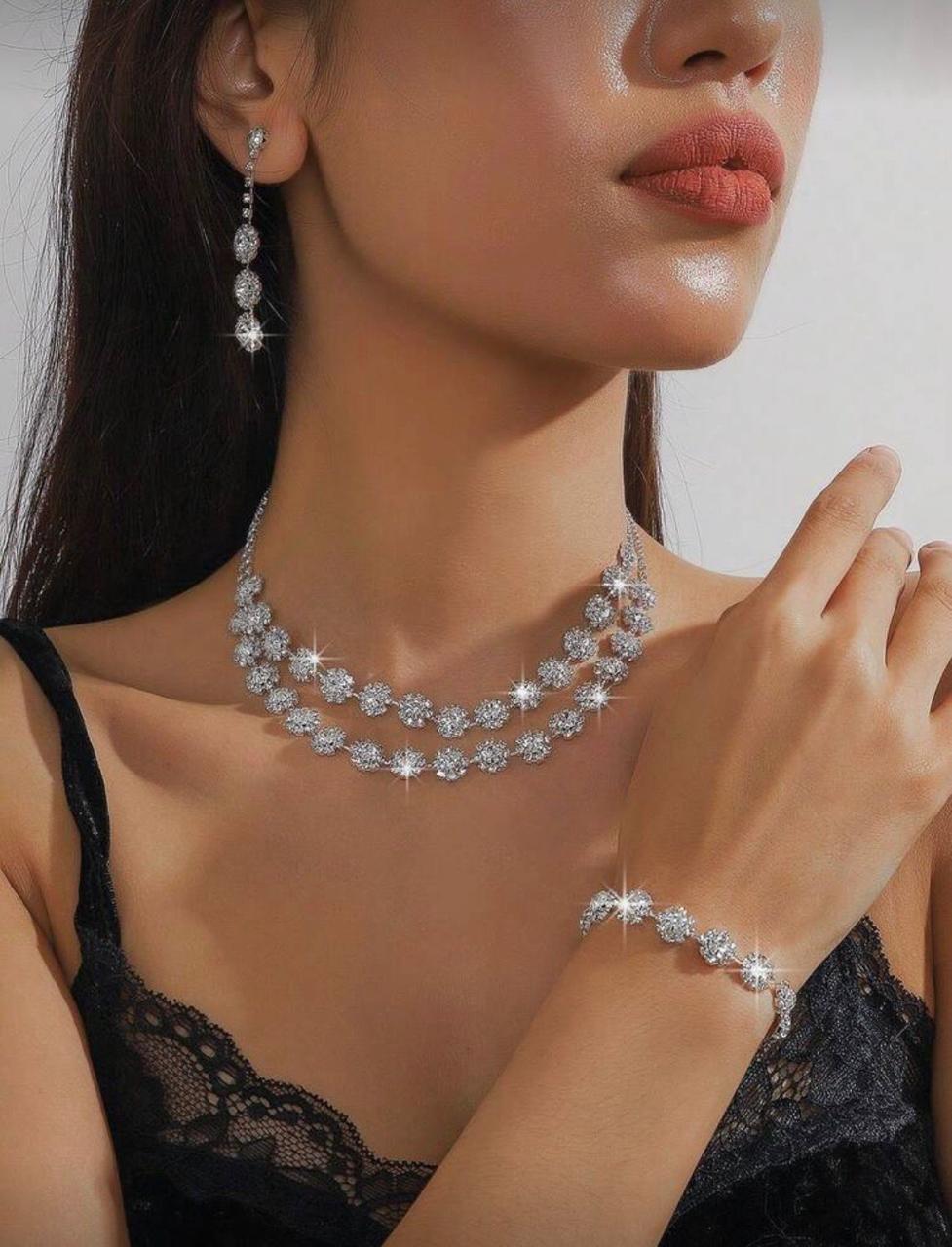 Set de joyeria collar doble 3pz