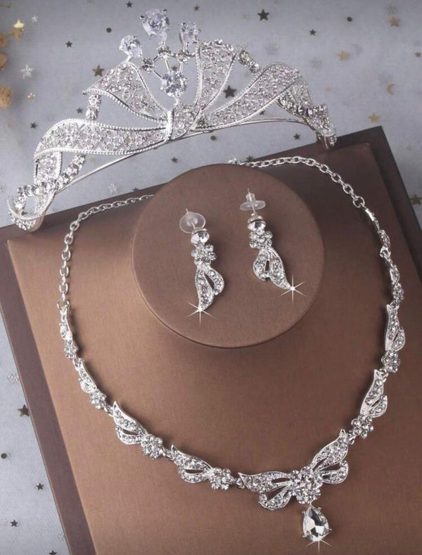 Set corona plateada con gota