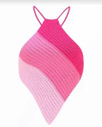 Top crochet de punto tricolor rosado