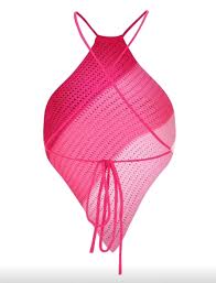 Top crochet de punto tricolor rosado
