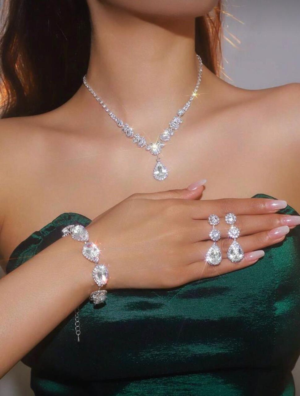 Set 3pz diamante gota de agua
