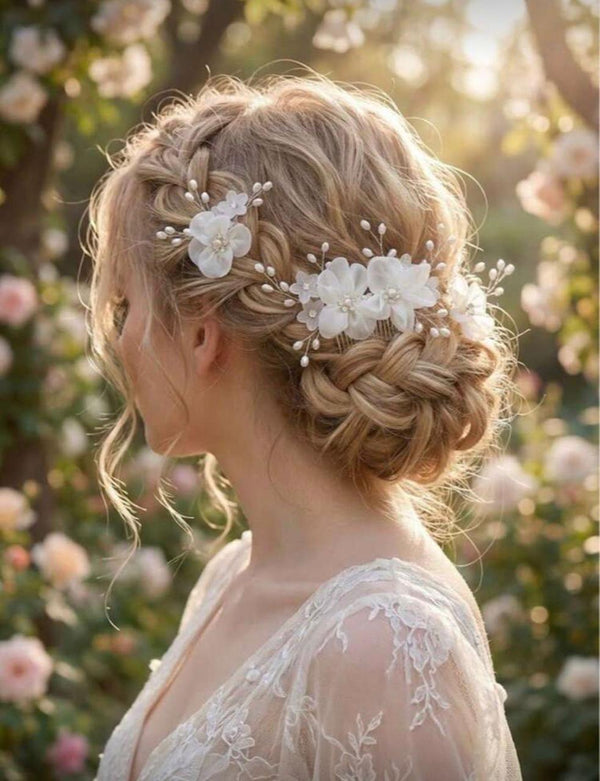 Set flores para cabello 3 pzs