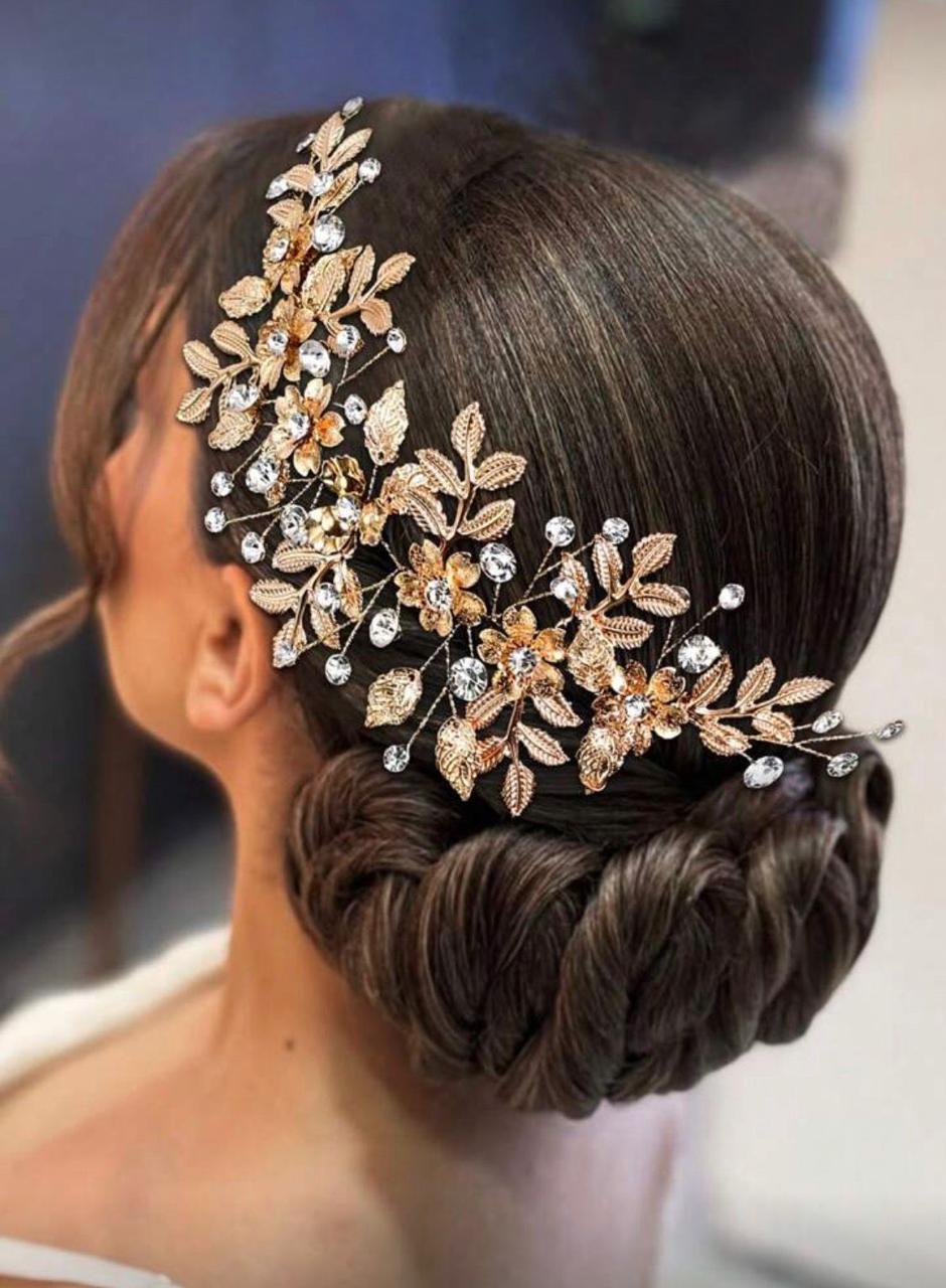 Tocado diadema dorada