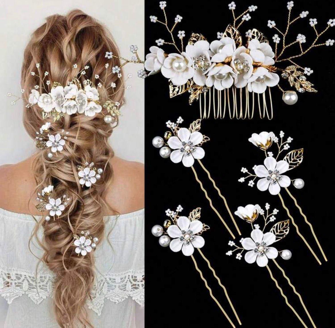 Set de 5 pinzas de flor para cabello